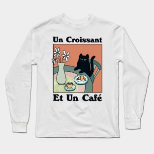 French Cafe Croissant Cat Long Sleeve T-Shirt